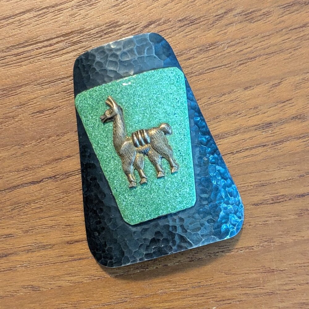 Rare Vintage 925 Sterling Silver Llama Brooch Pin - R.I. Peru Handcrafted 8191